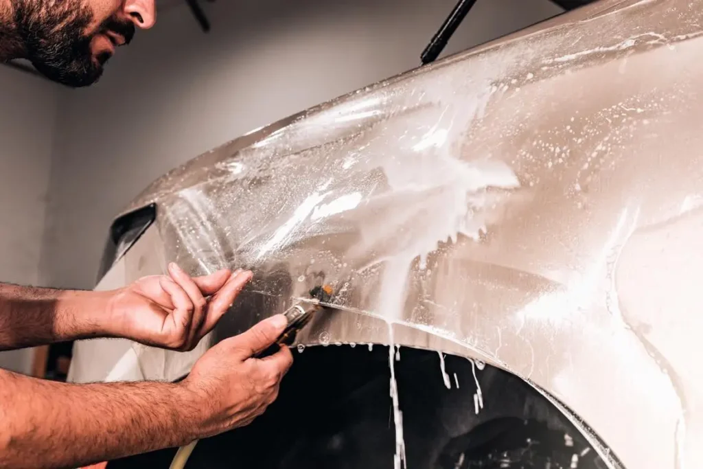 Washing car with paint protection film